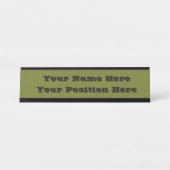 オリーブグリーン無地のカラー デスクネームプレート (正面)
