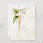 オリーブグリーン熱帯花模様ブランチとバブリーInv 招待状 (裏面)