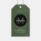オリーブグリーン白黒金ゴールドモノグラムクリスマス ギフトタグ (正面)