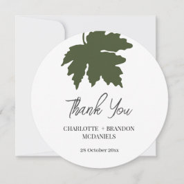 オリーブグリーン秋のカエデ結婚の葉ありがとう サンキューカード