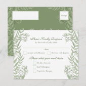 オリーブグリーン結婚のヴィンテージポストカードRSVP シーズンポストカード (正面/裏面)