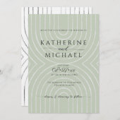 オリーブグリーン結婚の美学 招待状 (正面/裏面)