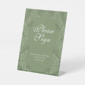 オリーブグリーン結婚ズヴィンテージボタニカルゲストブック 台座サイン (正面)