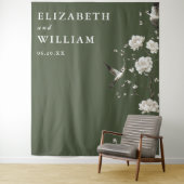 オリーブグリーン結婚チャイノアイズリーの背景 タペストリー (インサイチュ)