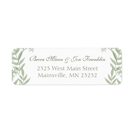 オリーブグリーン結婚ヴィンテージ差出人住所ラボ ラベル (正面)