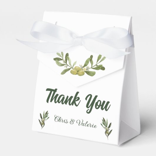 オリーブグリーン結婚式の引き出物ボックス フェイバーボックス (正面サイド)