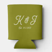 オリーブグリーン結婚式の引き出物モノグラムのクーラーボックス 缶クーラー (裏面)