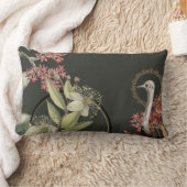 オリーブグリーン芸術的フローラデザイン ランバークッション (ブランケット)