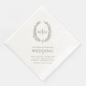 オリーブグリーン葉楕円リースモノグラム結婚アート (コーナー)