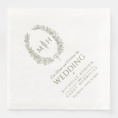 オリーブグリーン葉楕円リースモノグラム結婚アート (正面)