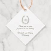 オリーブグリーン葉楕円形リースモノグラム結婚ズ フェイバータグ (裏面)