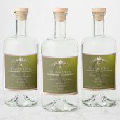 オリーブグリーン製品ラベルバラ金ゴールド枠モノグラム リキュールボトルラベル (ボトル)