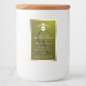 オリーブグリーン製品ラベル金ゴールド枠ロゴモノグラム フードラベル (正面)