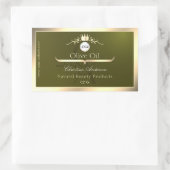 オリーブグリーン製品ラベル ゴールドフレームロゴ モノグラム 長方形シール (バッグ)