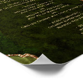 オリーブグリーン金ゴールドアゲ結婚ートのテーブルメニュー ポスター (角)