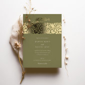 オリーブグリーン金ゴールドイスラーム結婚ズ 箔招待状