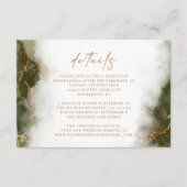 オリーブグリーン金ゴールド結婚マーブル詳細 エンクロージャーカード (正面)