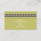 オリーブグリーン革の外観とパターンモダンサンゴ 名刺 (裏面)