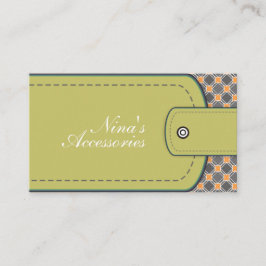 オリーブグリーン革の外観とパターンモダンサンゴ 名刺