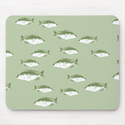 オリーブグリーン魚 マウスパッド (正面)
