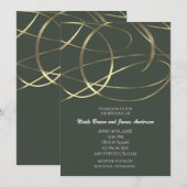 オリーブグリーン アーミーグリーン & ゴールド 偽箔 招待状 (正面/裏面)