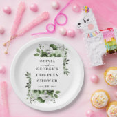 オリーブグリーン エレガント カントリー フラワーのペアシャワーパーティー ペーパープレート (パーティー)