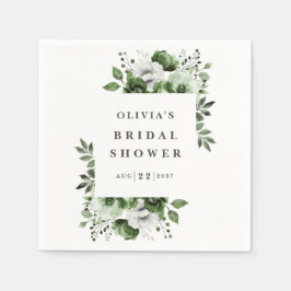 オリーブグリーン エレガント カントリー フラワーブライダルシャワー スタンダードカクテルナプキン