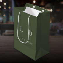 オリーブグリーン エレガント ミニマル モノグラム ウェディング