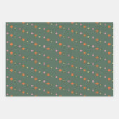 オリーブグリーン、オレンジ、ピンクレトロミッドセンチュリーモダン ラッピングペーパーシート (正面3)