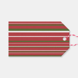 オリーブグリーン+オーロラレッド+ホワイトストライプのクリスマス ギフトタグ