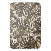 オリーブグリーン&クリームトロピカルパーム葉ズアイランド バスマット (正面縦)