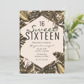 オリーブグリーン&クリームトロピカルパ葉ームスイーツ16 招待状 (スタンド正面)