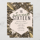 オリーブグリーン&クリームトロピカルパ葉ームスイーツ16 招待状 (正面/裏面)