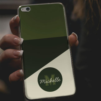 オリーブグリーン&クリーム古いお金の美学モノグラム iPhone 16 PRO MAXケース