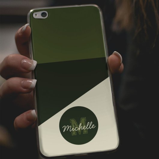 オリーブグリーン&クリーム古いお金の美学モノグラム Case-Mate iPhoneケース