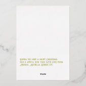 オリーブグリーン＆ゴールドのギンガムチェックのクリスマスホリデーフォト 箔シーズンカード (裏面)