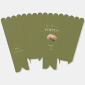 オリーブグリーン | シックなローズブーケカップルのポップコーン フェイバーボックス (見開き)