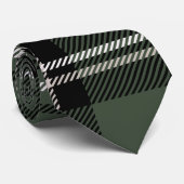 オリーブグリーン、ソフトアイボリー、ブラックビッグタータンチェック ネクタイ (ロール)