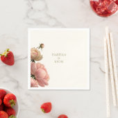 オリーブグリーン&バラ結婚ズ結婚ズ スタンダードカクテルナプキン (インサイチュ)