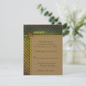 オリーブグリーン、ブラウンストライプのバー(ユダヤ教の)バル・ミツバーRSVPカード 出欠カード (スタンド正面)