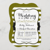 オリーブグリーン&ホワイトカップルウェディングシャワー 招待状 (正面/裏面)