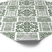 オリーブグリーン&ホワイトタトレズヘナトベパターン ポスター (角)