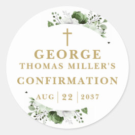 オリーブグリーン ボタニカル モダン 確認シール ラウンドシール