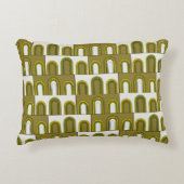 オリーブグリーン&マスタードイエローミッドセンチュリーモダンド アクセントクッション (正面)