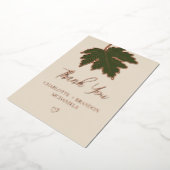 オリーブグリーン 秋のマップルリーフ ウェディング サンクス 箔招待状 (回転した状態)