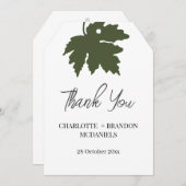 オリーブグリーン 秋の紅葉 ウェディング サンクス サンキューカード (正面/裏面)