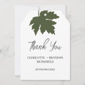 オリーブグリーン 秋の紅葉 ウェディング サンクス サンキューカード (正面)