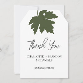 オリーブグリーン 秋の紅葉 ウェディング サンクス サンキューカード
