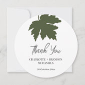 オリーブグリーン 秋の紅葉 ウェディング サンクス サンキューカード (正面)