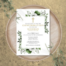 オリーブグリーン 花柄 モダン 洗礼確認